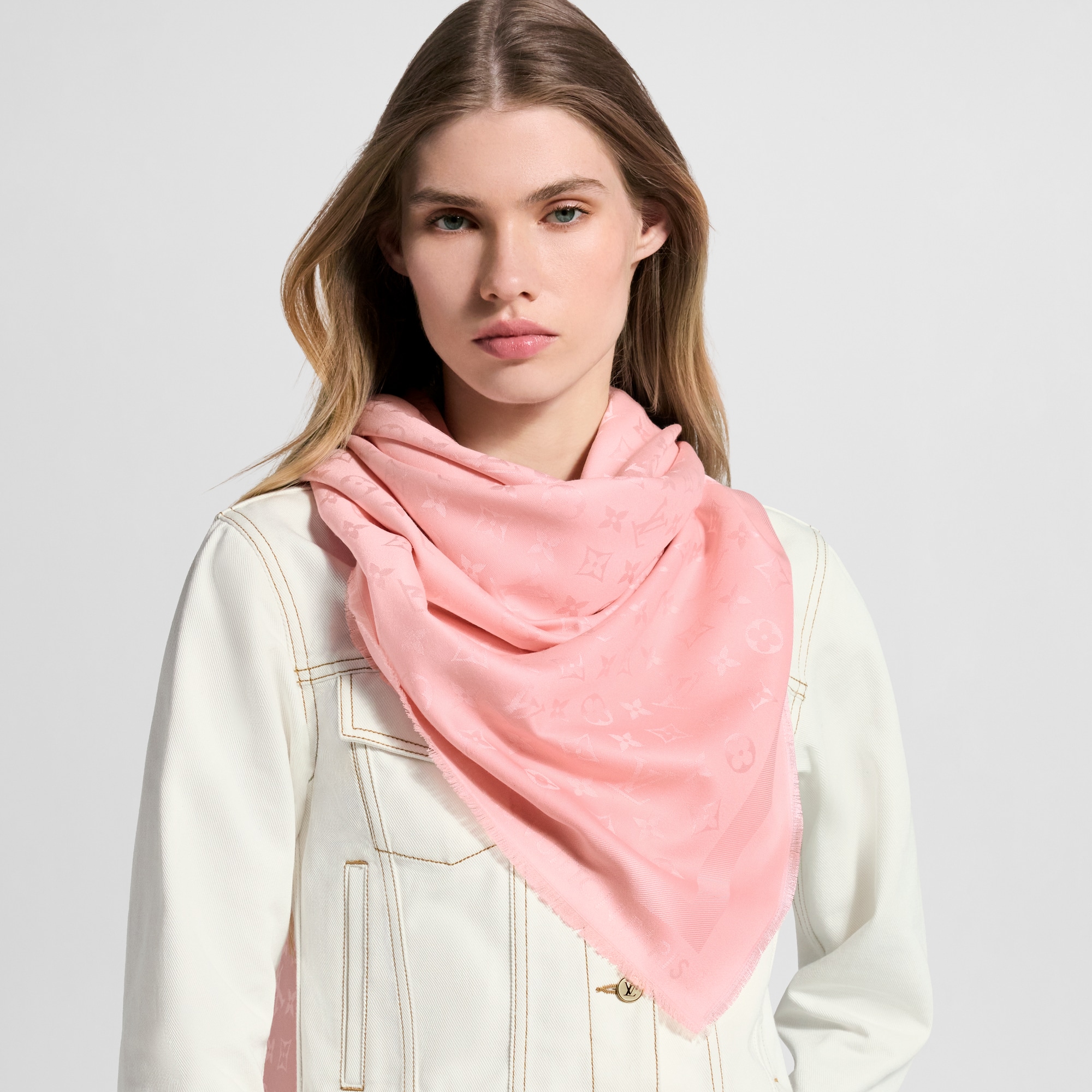Monogram Blanket Shawl - Oversized Square Black Scarf | LOUIS